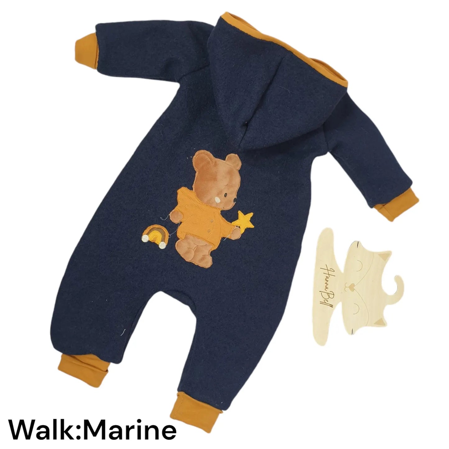 Overall in Marine aus Walk für Babys und Kleinkinder mit Teddybär Bestickung