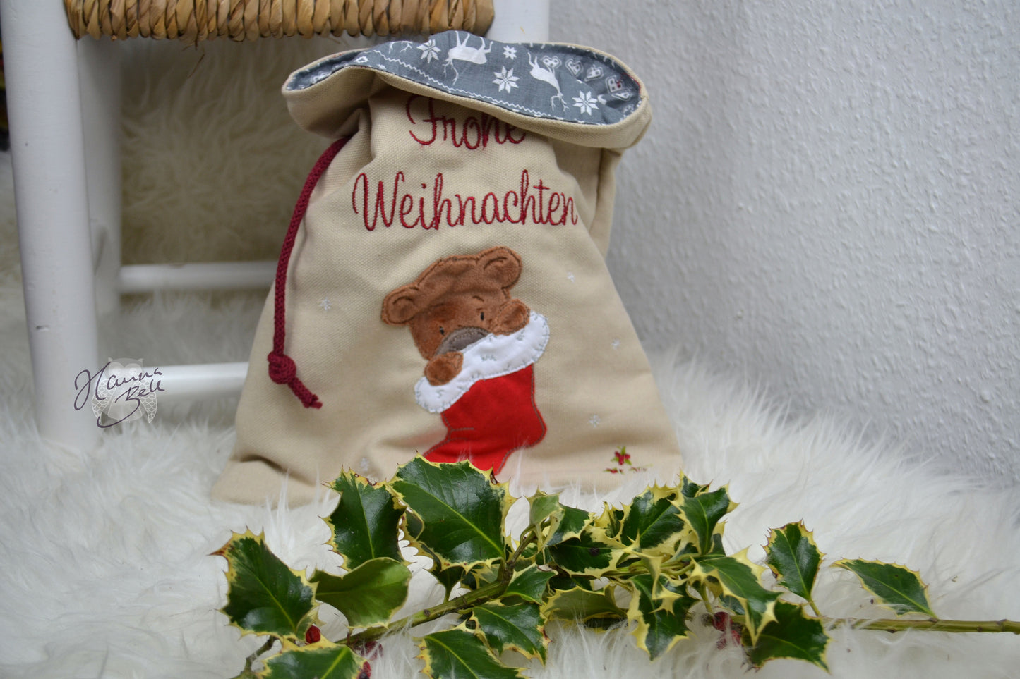 Nikolaus Sack personalisiert, wiederverwendbar mit Kordelzug