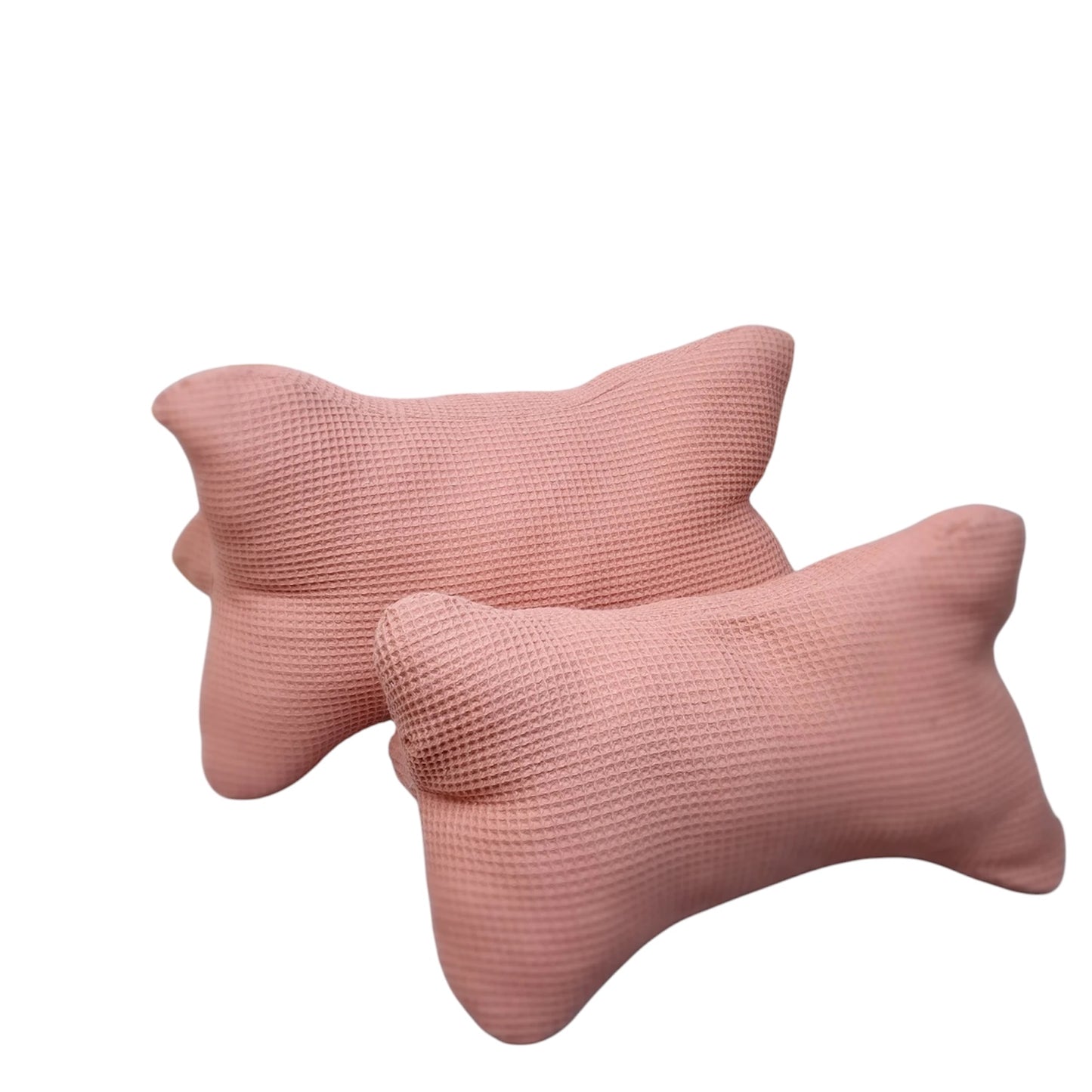 Nachhaltiger Leseknochen aus Waffelpiqué - ergonomisches Nackenkissen mit recycelter Füllung