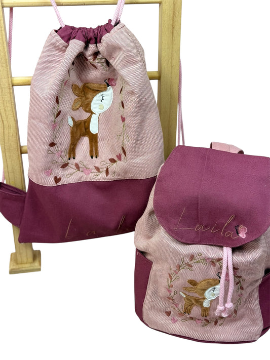 Turnbeutel mit Namen - Rehkitz-Motiv von HannaBell, deinem virtuellen Lieblingslädchen