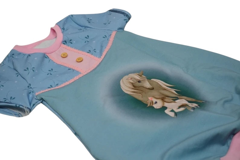 Einzelstück Ballontunika „Mutter & Fohlen“ - Größe 110 - Handgefertigt von HannaBell