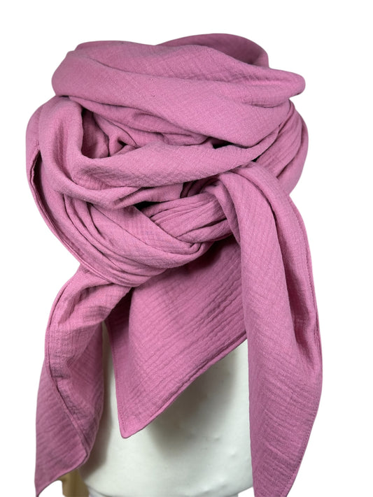 Weiches Damen-Halsstuch aus Musselin, rosa, mit crushed-Optik nach der ersten Wäsche