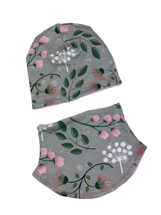 Doppellagige Kindermütze mit passender Halssocke - weicher Jersey für Herbst und Frühling