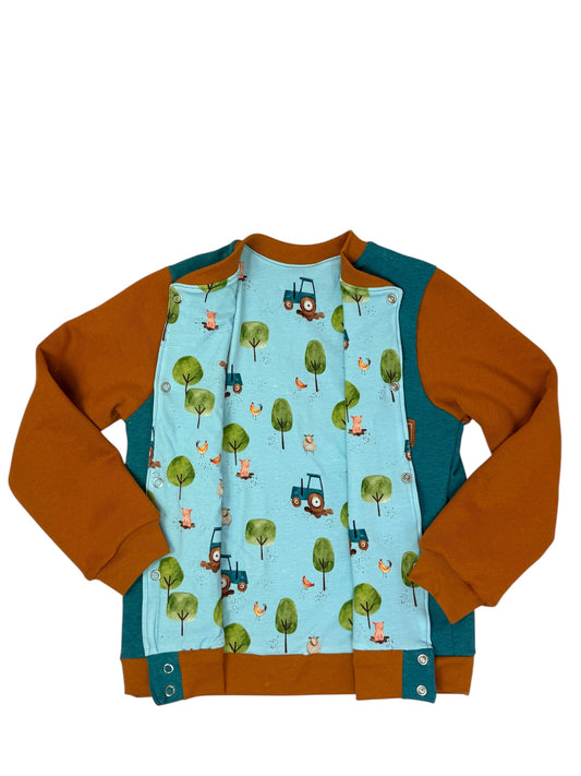 Personalisierbare Kinder College‑Jacke | Außen Sweat & Innen Motiv‑Jersey | Gr. 68–152