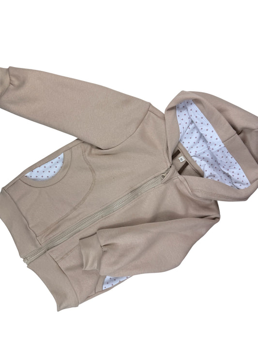 Bio Softsweat Jacke in Beige mit gefütterten Taschen