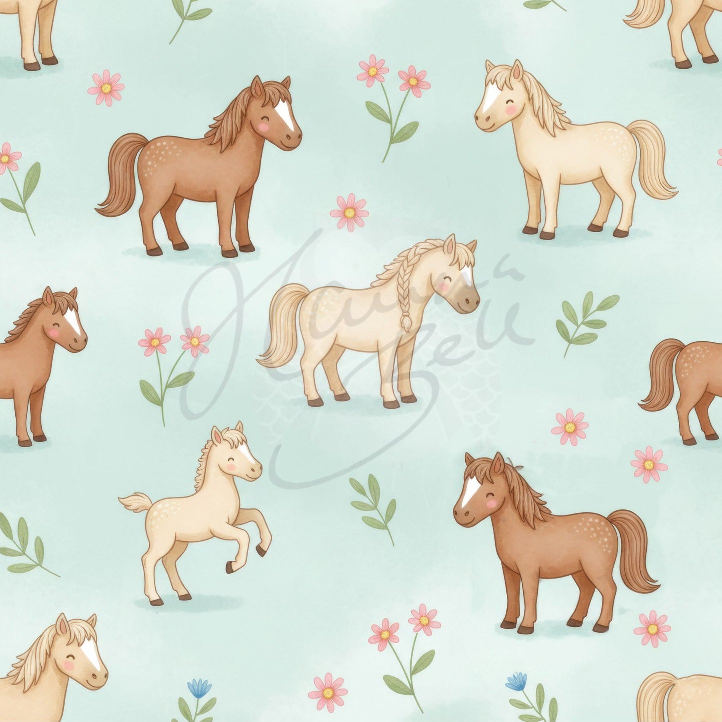 Handmade Pumphose aus Sommersweat | Cute Country Ponies | Größe 56–104