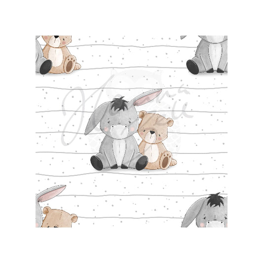 Stoffdesign esel und Bär