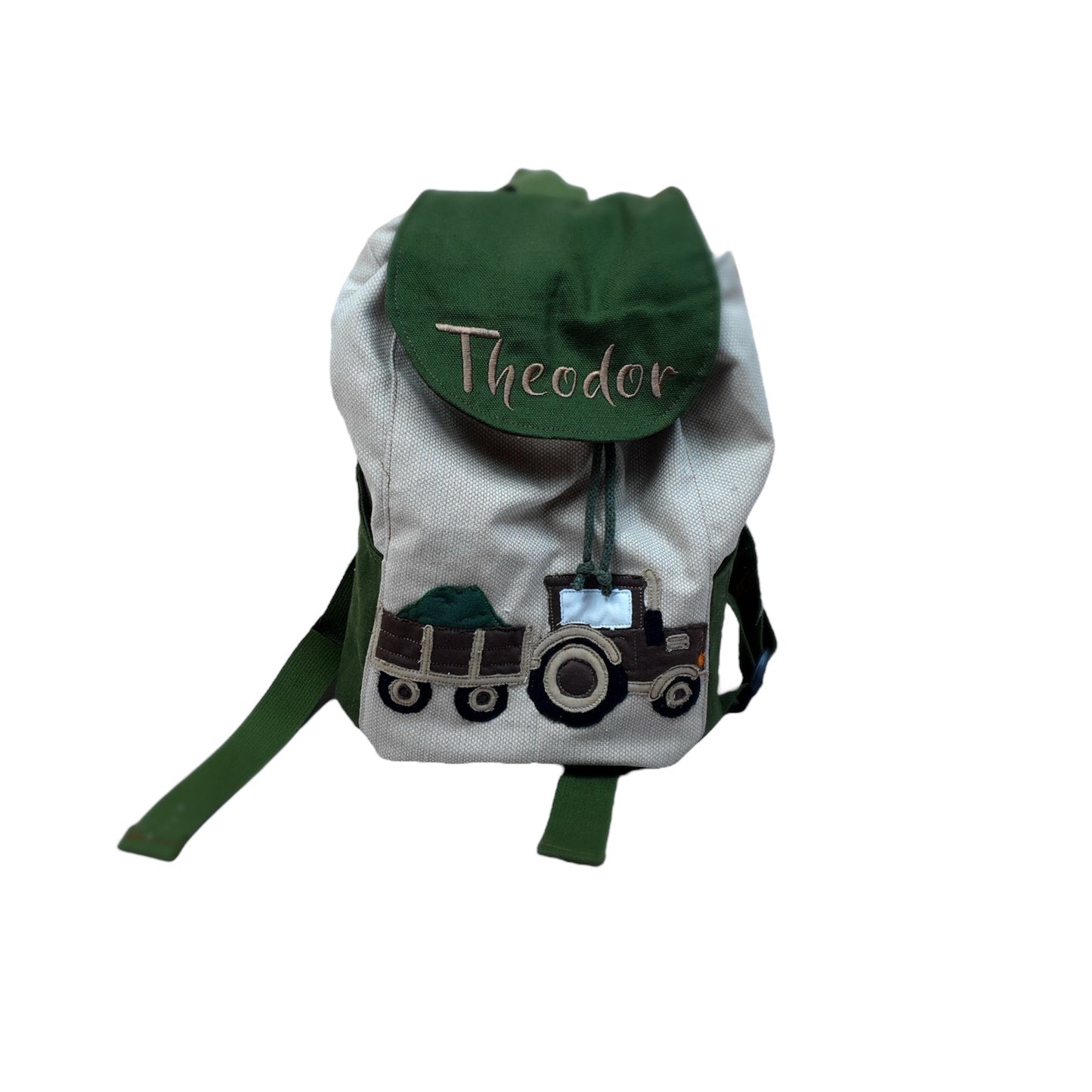 HannaBell Kindergartenrucksack mit Namen - Traktor-Motiv, personalisierter Kita Rucksack