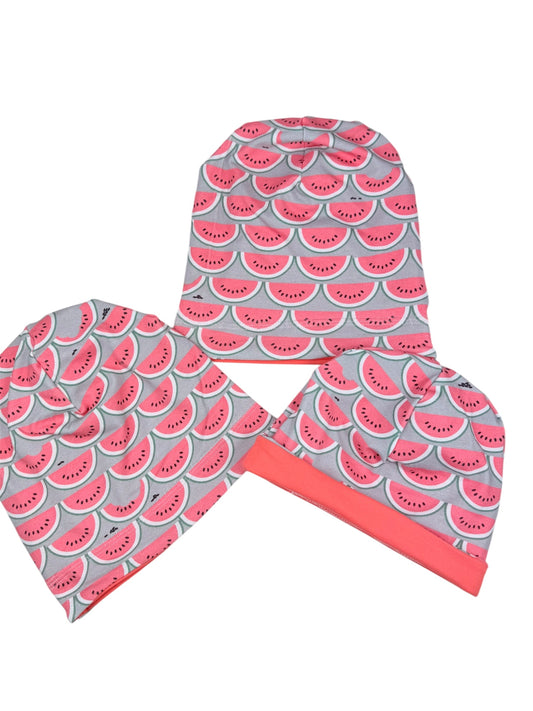Beanie mit Wassermelonen-Muster, doppellagig aus Jersey 