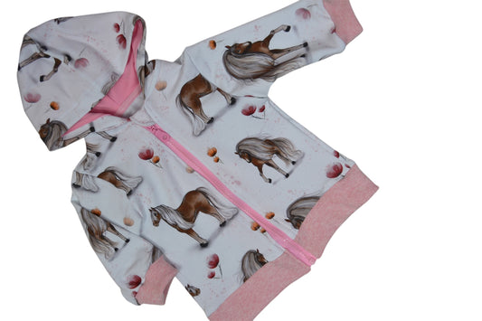 Handgemachte Babyjacke mit Pferdemuster - Größe 68