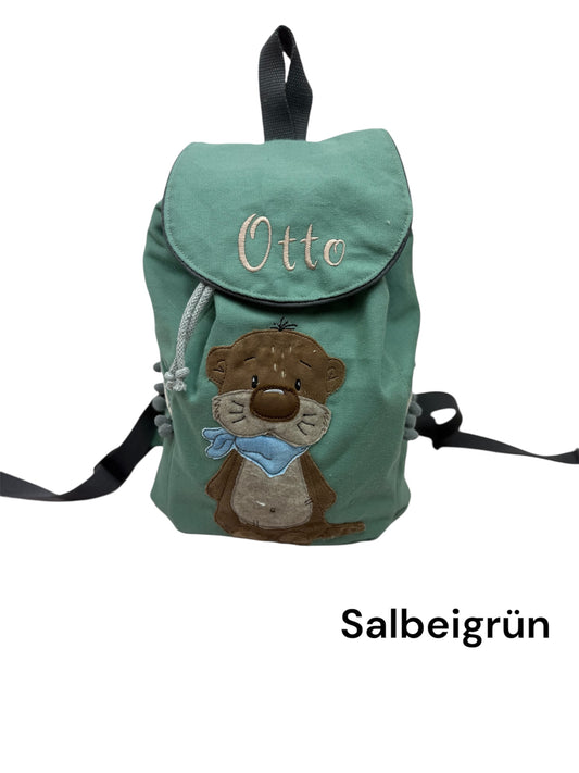 Frontansicht Otter‑Rucksack salbeigrün 25×30×10 cm mit Brustgurt