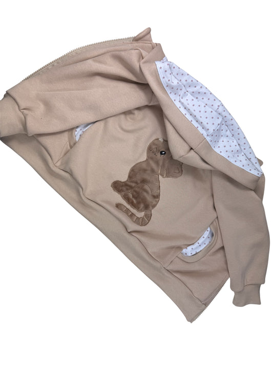 Kinderjacke Macadamia mit Plüsch-Applikation und Kapuze