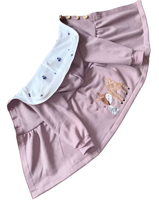 Rosa Sweatjacke für Mädchen aus Baumwolle handmade mit Stickerei auf dem Rücken